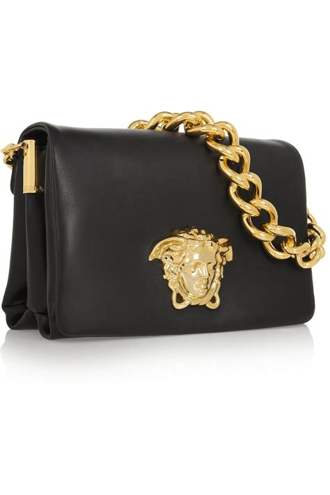 versace black purse with chain|Versace black and white purse.